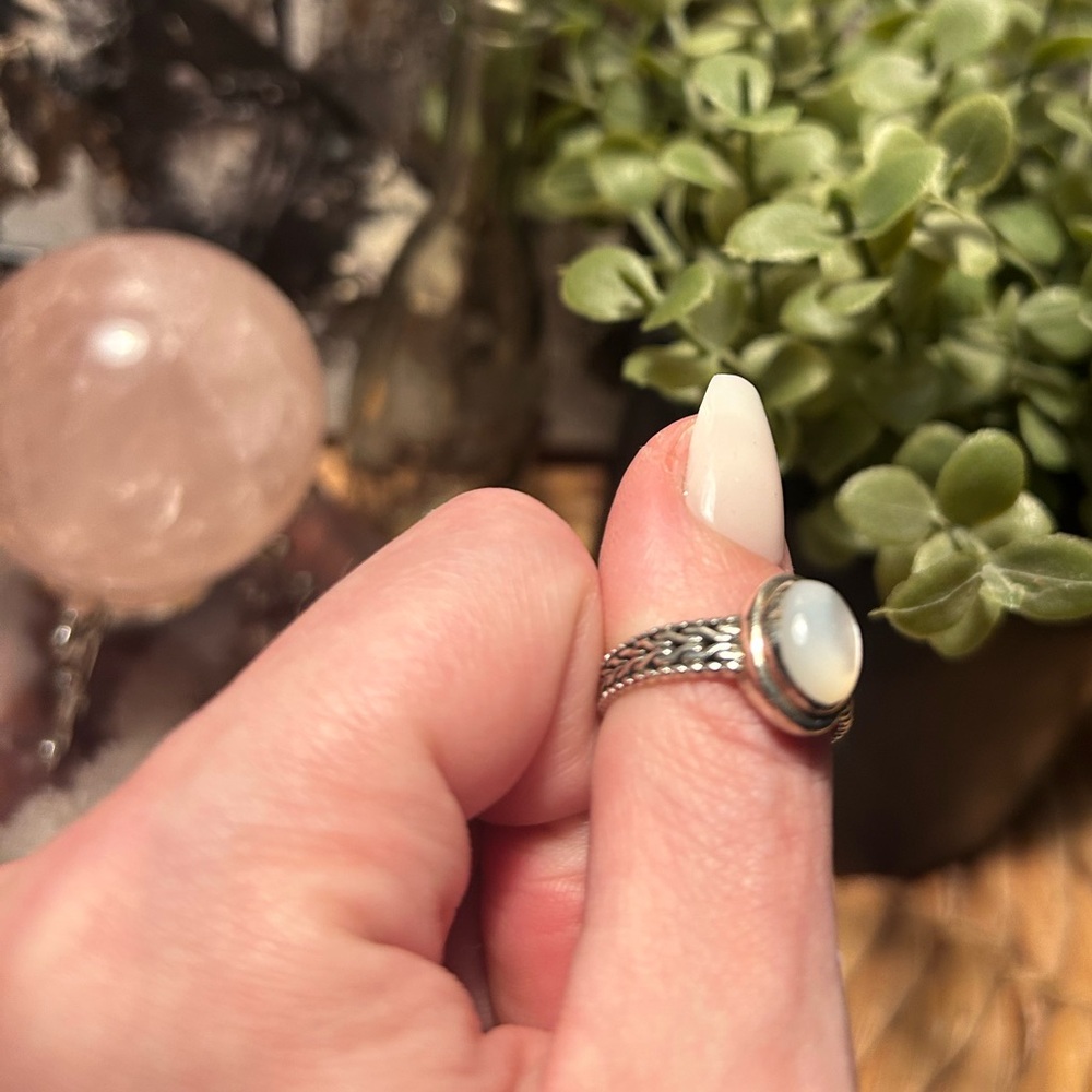 Cats Eye Gemstone On Solid Silver 925 Ring Band - image 4